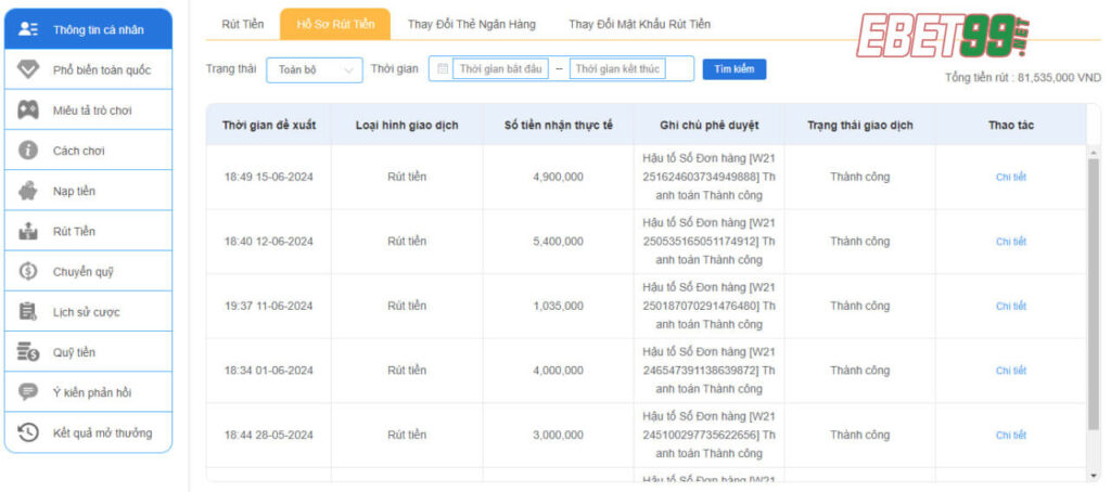 Giao dịch tại nhà cái Ebet99 công khai, rõ ràng